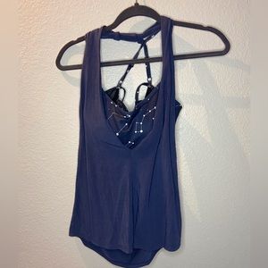 NWOT POPFLEX Active Blue Halter Workout Top with Built in Padded Bra